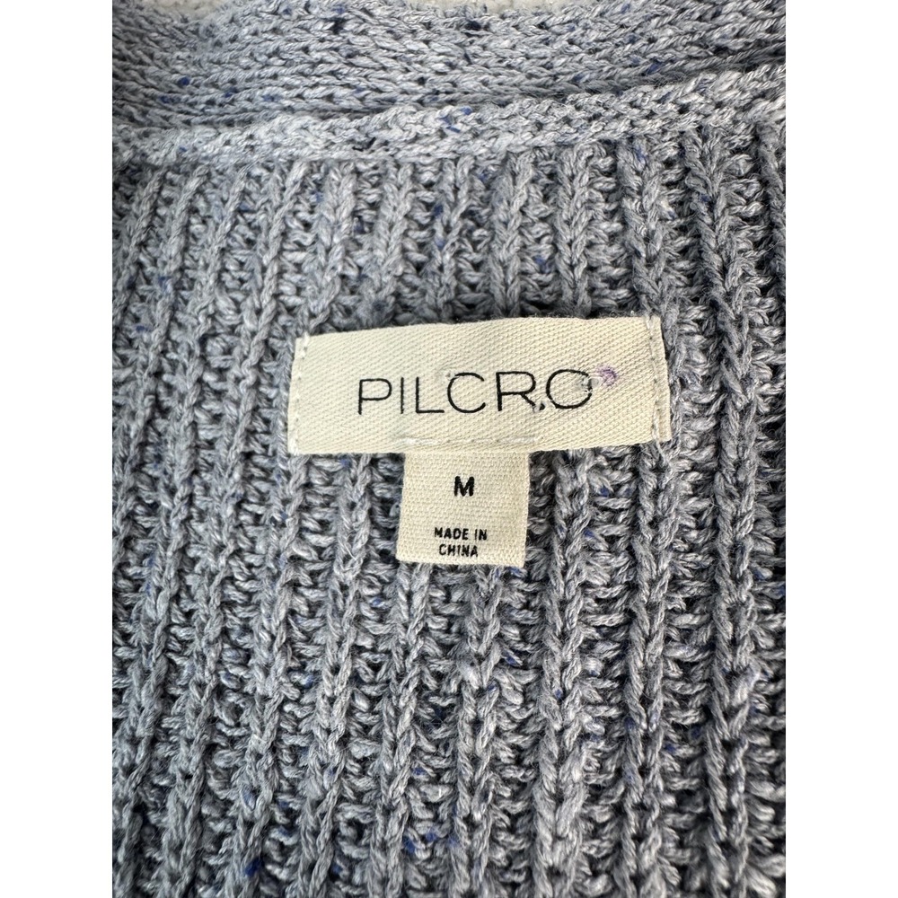 Pilcro Sweater Tunic Womens Medium Gray Black‎ Stripe V Neck Sleeveless Knit - Picture 2 of 7